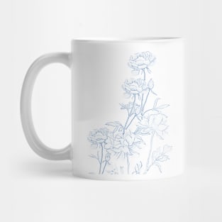 peony arrangement  line drawing Mug